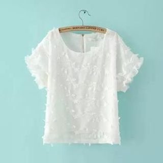 Ainvyi Short-Sleeve Floral Embroidered T-Shirt