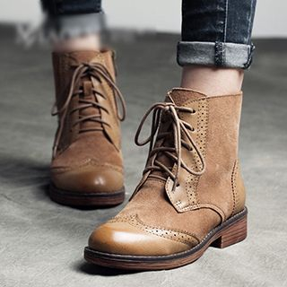 MIAOLV Wing Tip Lace Up Boots