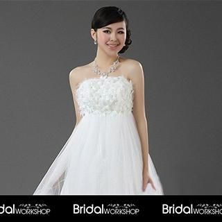Bridal Workshop Strapless Rosette Mini Prom Dress