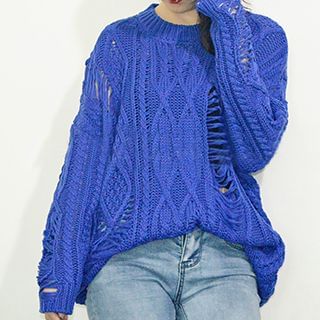 FR Cable Knit Perforated Sweater