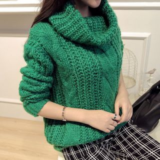 anzoveve Turtleneck Cable Knit Sweater