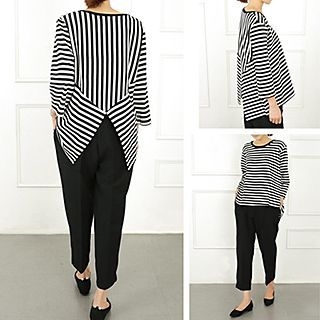 Fashion Street 3/4-Sleeve Striped Blouse