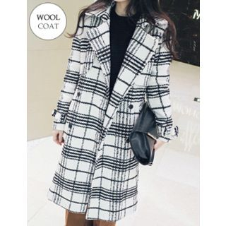 J.ellpe Wool Blend Plaid Coat