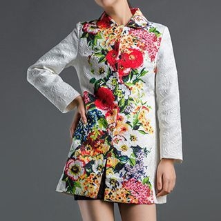 Rochi Floral Print Collared Jacket