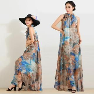Sayumi Sleeveless Floral Print Chiffon Dress