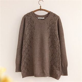 11.STREET Buttoned Back Pointelle Knit Sweater