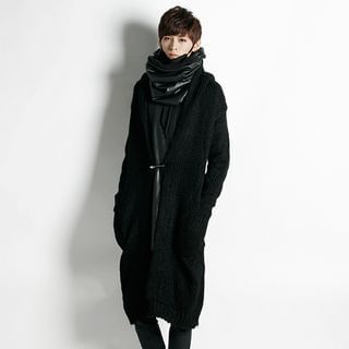 Rememberclick Wool Blend Hooded Shawl-Collar Cardigan