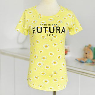 59 Seconds Flower Print Top Yellow - One Size