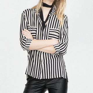 Chicsense Long-Sleeve Stripe Shirt
