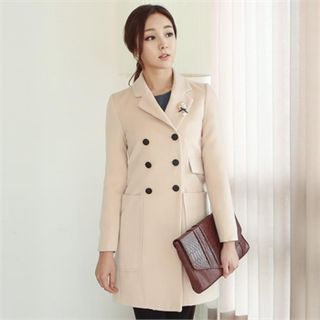 ode' Notched-Lapel Double-Breasted Coat