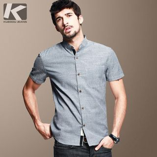 Quincy King Stand-collar Short-Sleeve Shirt