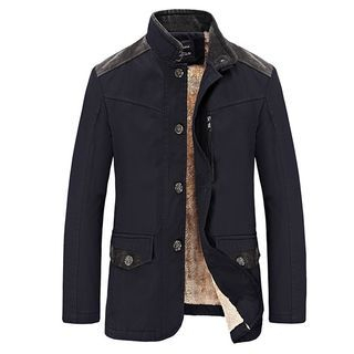 RUYA Fleece-Lined Paneled Buttoned Jacket