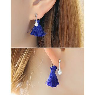 soo n soo Faux Pearl Tassel-Accent Earrings