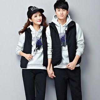 Harou Set: Matching Couple Print Hoodie + Sweatpants + Vest