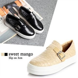 SWEET MANGO Platform Croc-Grain Slip-Ons