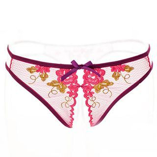C'est MOI Embroidered Crotchless Thongs