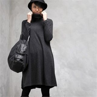 HALUMAYBE Cowl-Neck Wool Blend Dress