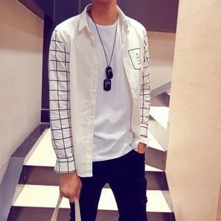 Bay Go Mall Check Paneled Long Sleeved Shirt