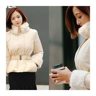 1ROA Faux-Fur Padded Jacket With Belt