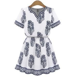 Flobo Short-Sleeve Printed Dress