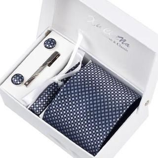 Xin Club Patterned Neck Tie Gift Set Blue - One Size