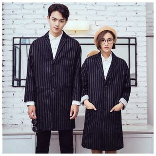 Simpair Couple Pinstriped Oversize Single-Breasted Jacket