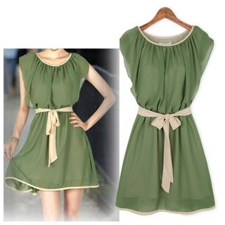 Coronini Frill Trim Ribbon Chiffon Dress