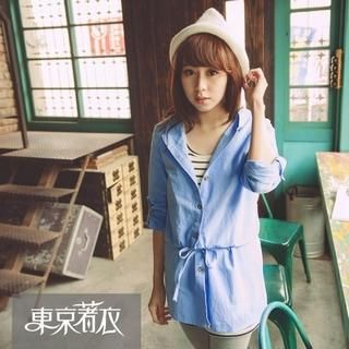 Tokyo Fashion Drawstring-Waist Hooded Shirt