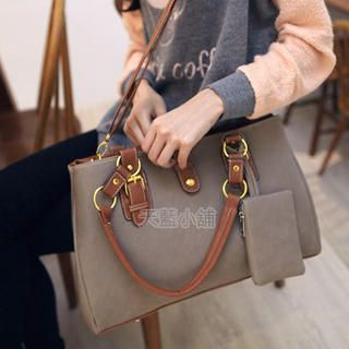 Snap-Button Satchel with Coin Purse