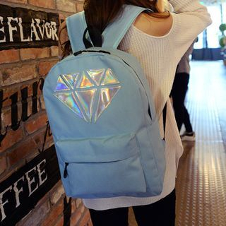 Seok Diamond Pattern Nylon Backpack