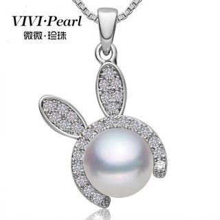 ViVi Pearl Sterling Silver Freshwater Pearl Rabbit Necklace