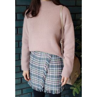 BBORAM Drop-Shoulder Slit-Hem Wool Sweater