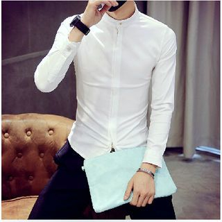 JVR Mandarin Collar Long-Sleeve Shirt
