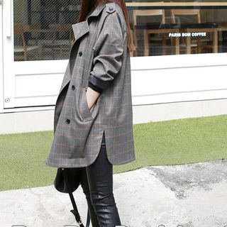 Ashlee Check Double-Breasted Trench Jacket