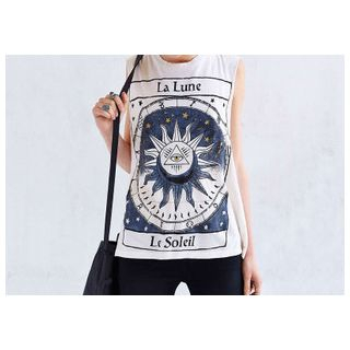 Richcoco Sleeveless Print T-shirt