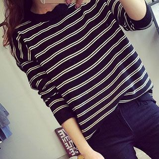 Lucy Girl Long-Sleeve Stripe Knit Top