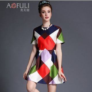 Ovette Short-Sleeve Color-Block Dress