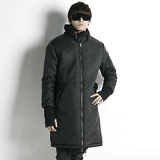 Rememberclick Quilted Zip-Up Long Jacket