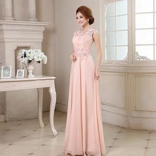 Luxury Style Sleeveless Lace A-Line Evening Gown