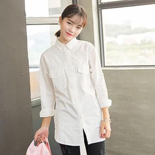 Eva Fashion Plain Long-Sleeve Blouse