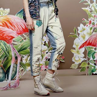 ELF SACK Embroidered Printed Jeans