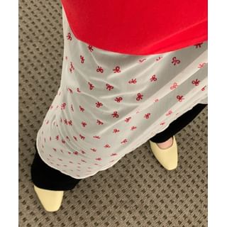 Sleeveless V-Neck Bow Pattern Mesh Dress