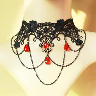 Fit-to-Kill Gothic Lace Necklace  Black - One Size