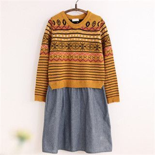 11.STREET Inset Pattern Sweater Dress