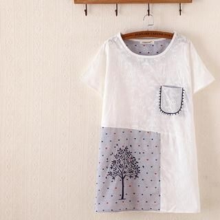 P.E.I. Girl Embroidered Patchwork Top