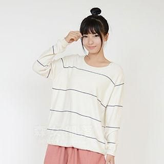 Moriville Long Sleeved Striped Knit Top