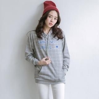 Tokyo Fashion Long-Sleeve Lettering Check Hooded Top