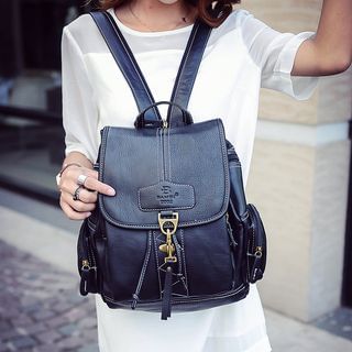 Bibiba Buckled Faux Leather Backpack