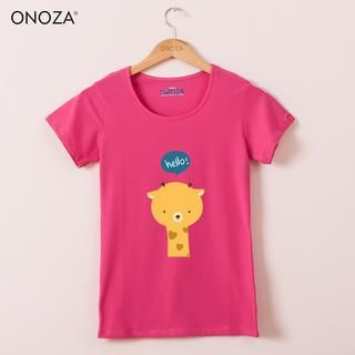 Onoza Short-Sleeve Giraffe-Print T-Shirt