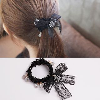 Gold Beam Lace Bow Hair Tie